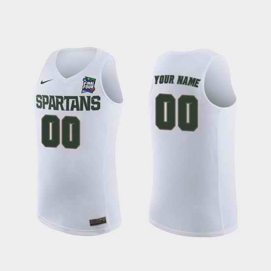 Men Women Youth Toddler Michigan State Spartans Custom White 2019 Final Four Replica Jersey